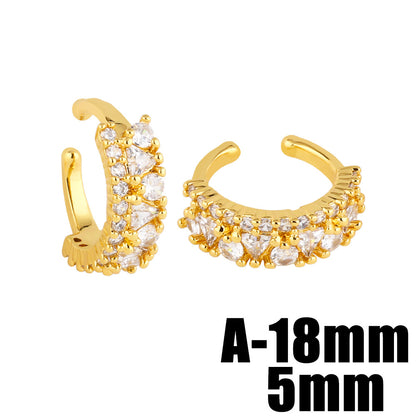 Fashion Solid Color Copper Ear Clips Plating Inlay Zircon Copper Earrings