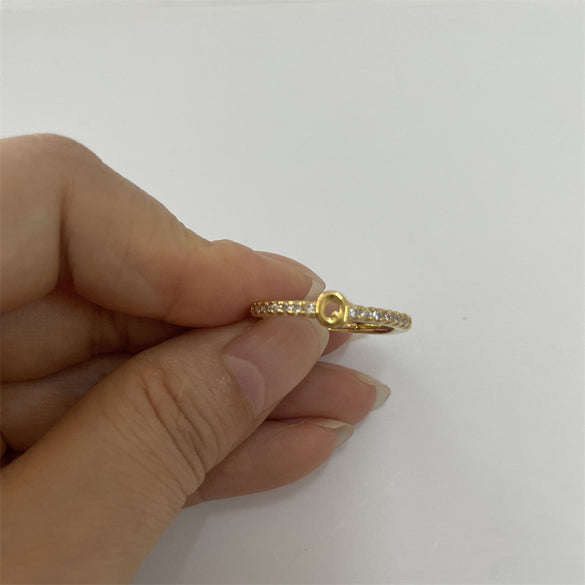 Cross-border new 26 initials micro-inlaid zircon open rings ins style personalized design English letter jewelry
