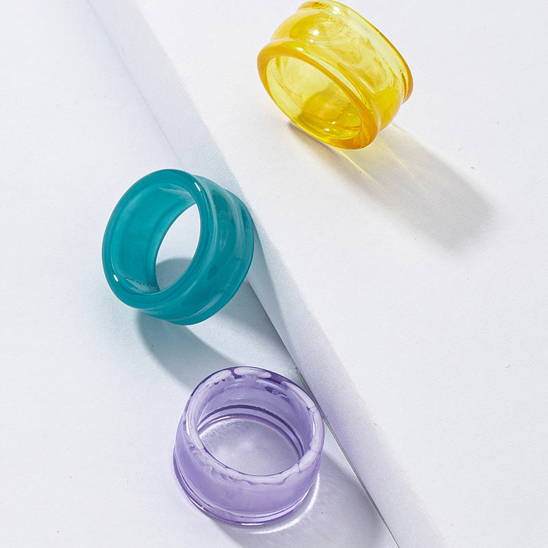 Wholesale Resin Ring Set Colorful Acrylic Rings Set