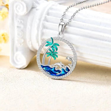 Simple Style Coconut Tree Spray Dolphin Copper Plating Pendant Necklace 1 Piece