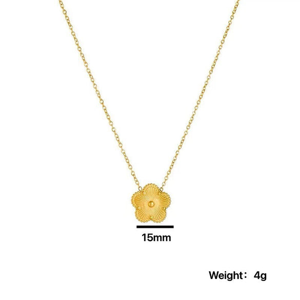 Chic Snowflake Flower Titanium Steel 18K Gold Plated Necklaces
