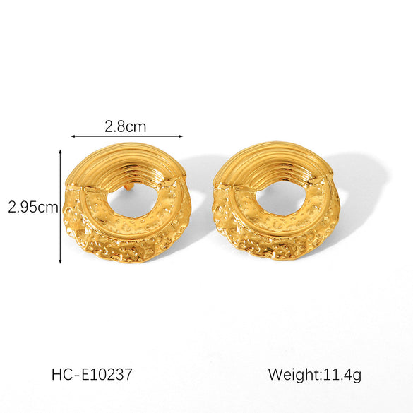 IG Style Circle Round Triangle Geometric Stainless Steel Electroplating Earrings
