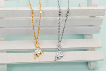 Fashion Small Dinosaur Copper Inlaid Zircon Pendant O-word Chain Clavicle Chain