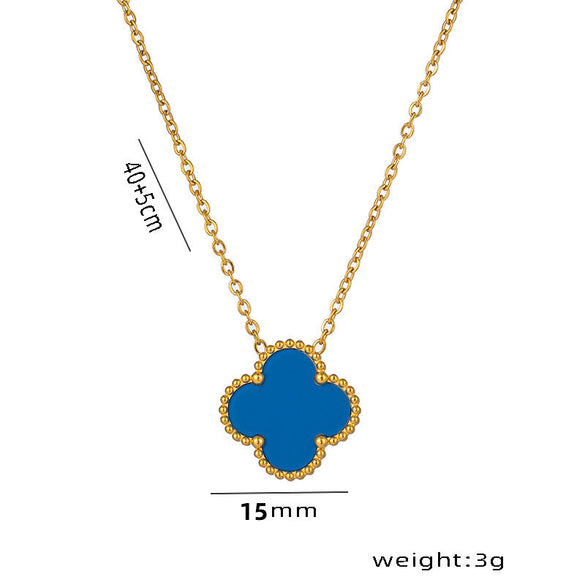 Quadrilateral Geometric Titanium Steel 18K Gold Plated Necklaces