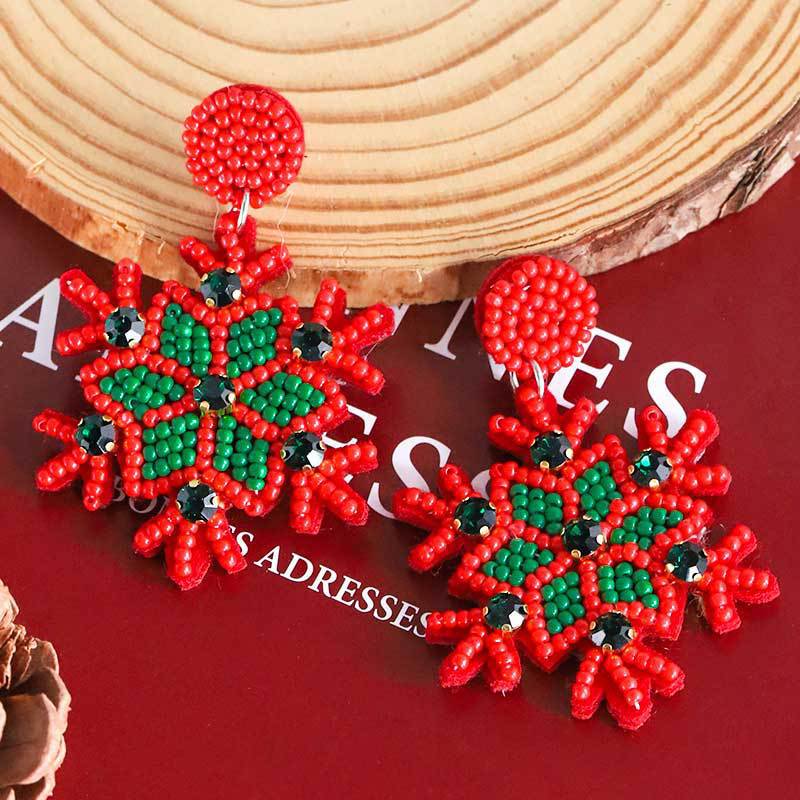 1 Pair Cute Christmas Tree Crutch Snowflake Plastic Drop Earrings