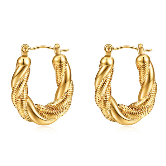 1 Pair Vintage Style Geometric Solid Color Plating Stainless Steel 14k Gold Plated Hoop Earrings