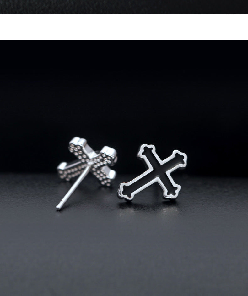 1 Pair Hip-hop Simple Style Cross Epoxy Copper Ear Studs