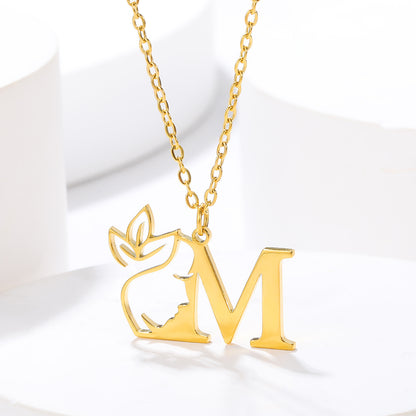 Stainless Steel Copper Simple Style Human Face Letter Plating Pendant Necklace