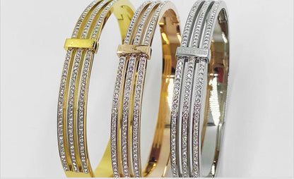 Simple Style Streetwear Geometric Titanium Steel Plating Inlay Zircon Bangle