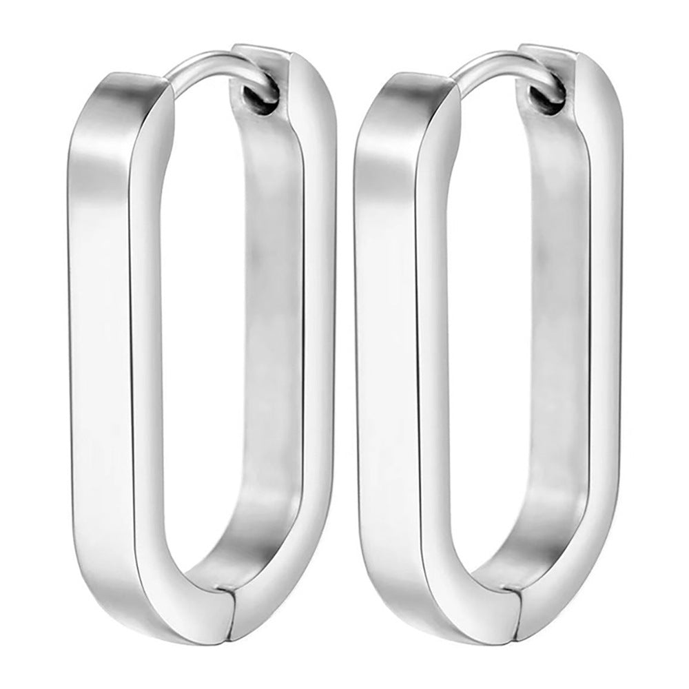 1 Pair Simple Style Oval Plating Stainless Steel Earrings