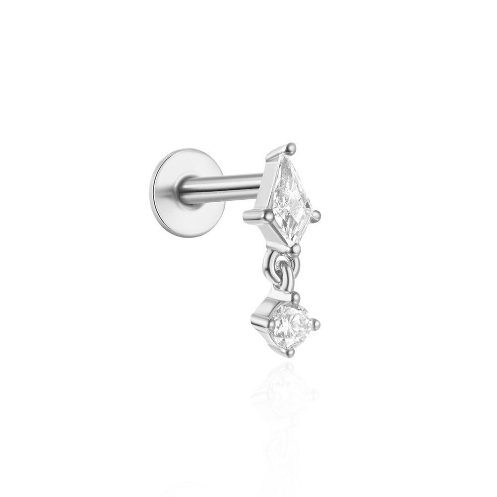 1 Piece Simple Style Flower Plating Sterling Silver Zircon Ear Studs