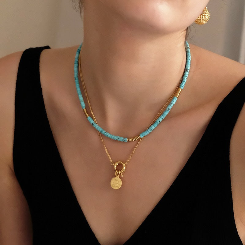 Retro Geometric Natural Stone Necklace