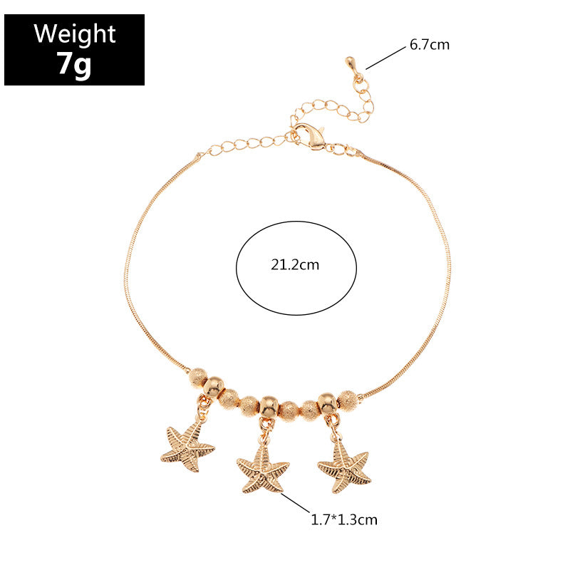 Simple Shell Starfish Diamond Anklet Wholesale