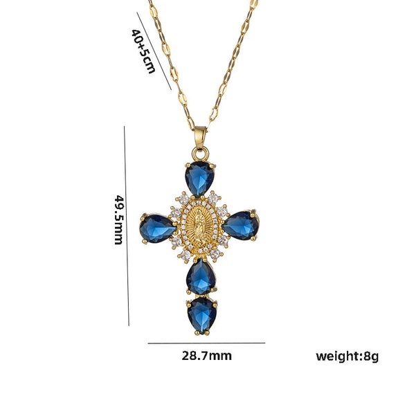 Moderate Luxury Cross Geometric Titanium Steel 18K Gold Plated Necklaces