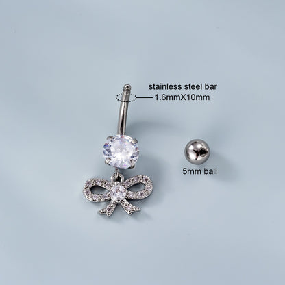 Fashion Heart Shape Metal Plating Zircon Belly Ring