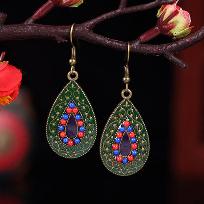 1 Pair Retro Water Droplets Alloy Plating Women's Drop Earrings