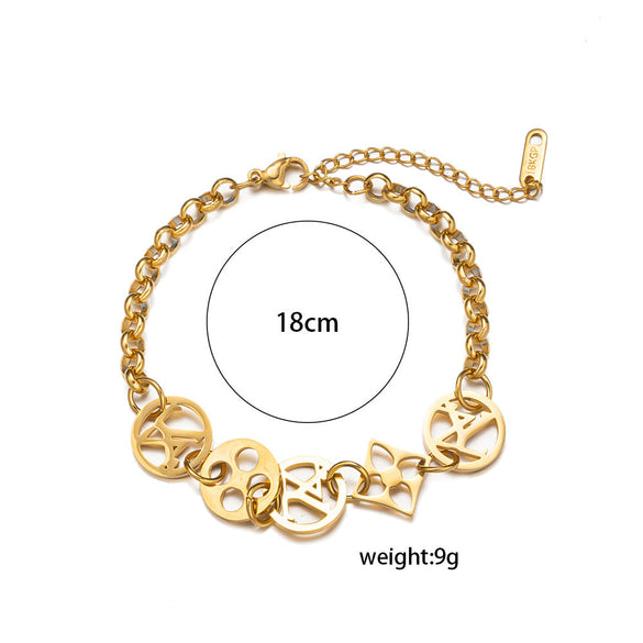 Women Moderate Luxury Letter Number Text Titanium Steel Bracelets