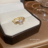 Korean temperament diamond zircon geometric opening ring light luxury niche fashion index finger ring Internet celebrity versatile jewelry women