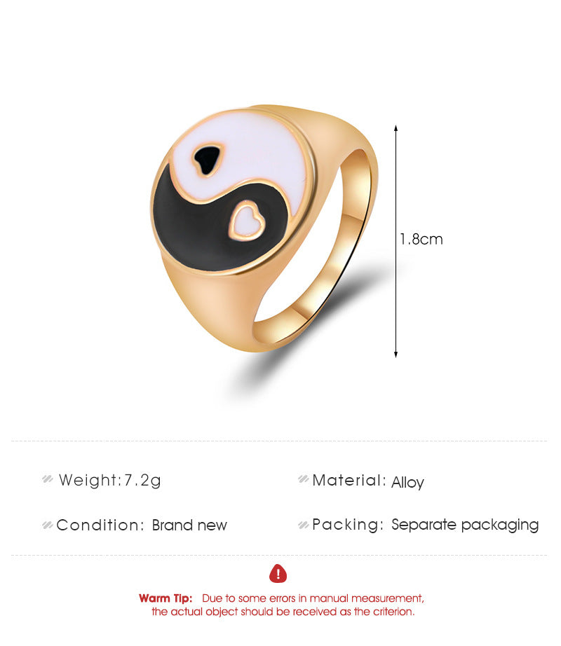 New Fashion Style Oil Drop Tai Chi Gossip Ring