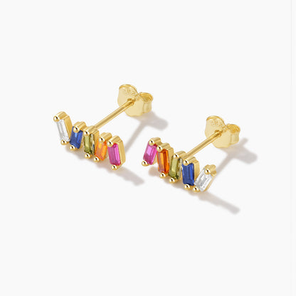 Simple Style Geometric Sterling Silver Inlay Zircon Ear Studs 1 Pair