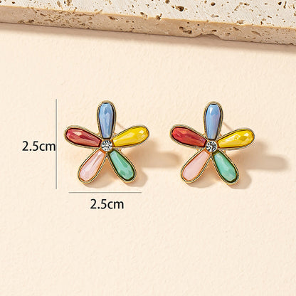 Sweet Flower Alloy Rhinestone Ear Studs