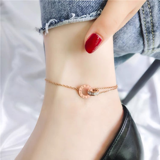 Simple Style Classic Style Geometric Heart Shape Butterfly Titanium Steel Women's Anklet