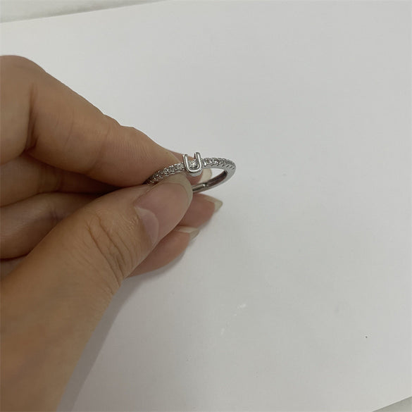 Cross-border new 26 initials micro-inlaid zircon open rings ins style personalized design English letter jewelry