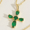 Cross-border hot-selling wild retro color zircon cross pendant necklace women's personalized design O-word chain clavicle chain