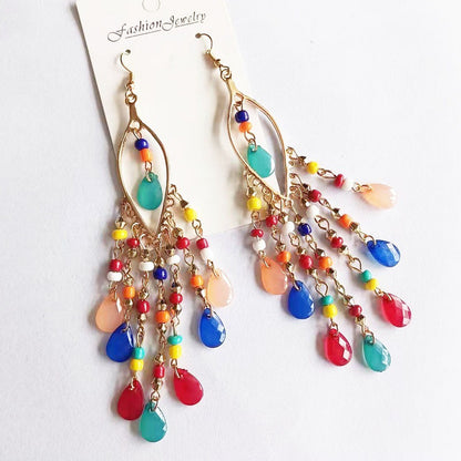 1 Pair Fashion Geometric Alloy Seed Bead Plating Women's Drop Earrings