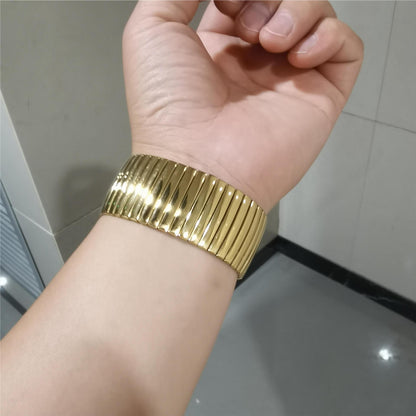 Classic Style Commute Solid Color Stainless Steel Plating Gold Plated Bangle