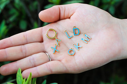 Wholesale Jewelry Blue 26 English Alphabet Copper Earrings Gooddiy