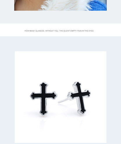 1 Pair Hip-hop Simple Style Cross Epoxy Copper Ear Studs