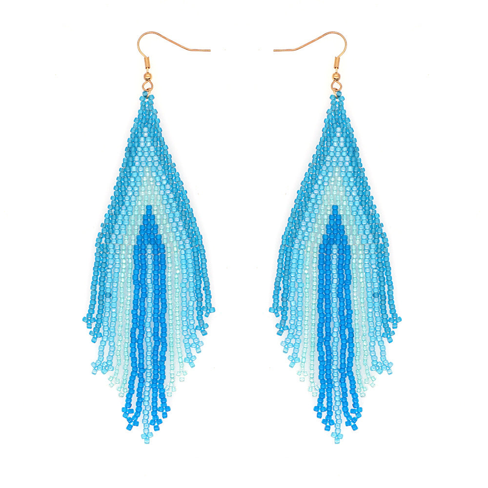 Bohemian Ethnic Hand-woven Tassel Long Earrings