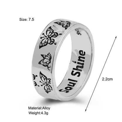 Vintage Engraving Dating Couple Ladies Magic Butterfly Ring