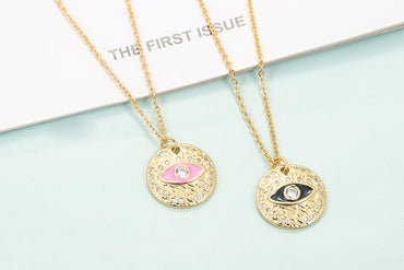 Fashion Devil's Eye Copper Pendant Necklace Enamel Copper Necklaces