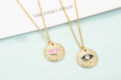 Fashion Devil's Eye Copper Pendant Necklace Enamel Copper Necklaces