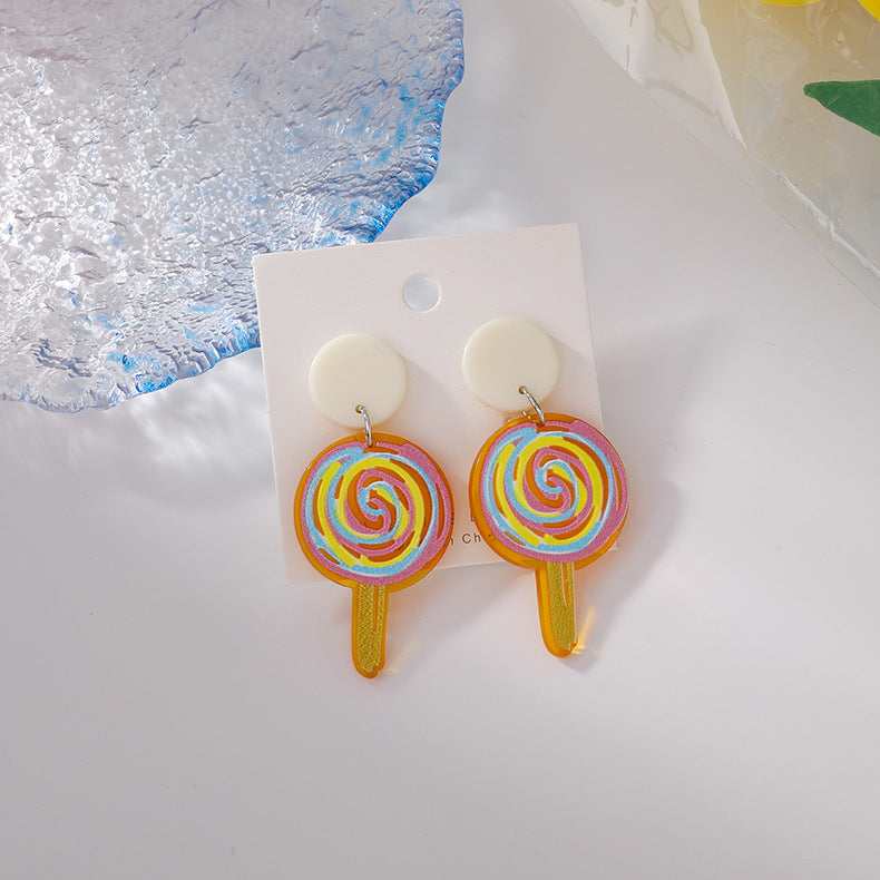 Korean Hand-painted Acrylic Stick Candy Color Earring