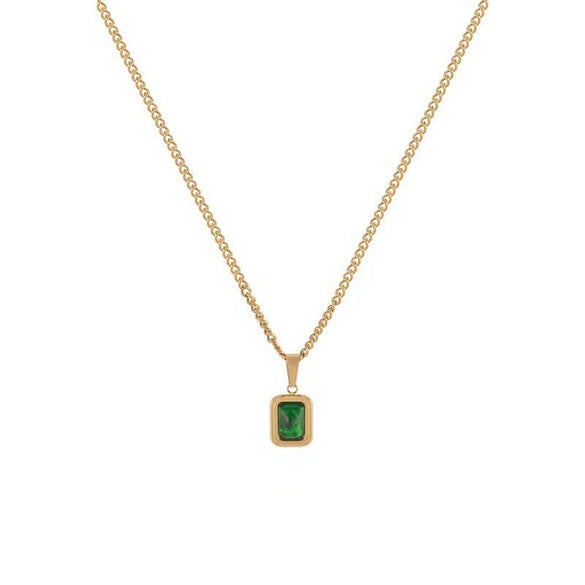 Quadrilateral Geometric Titanium Steel 18K Gold Plated Necklaces