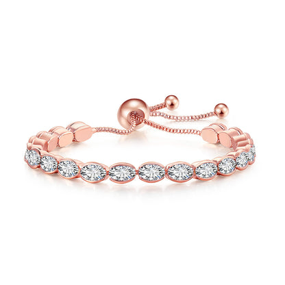 Simple Style Oval Copper Inlay Zircon Bracelets 1 Piece