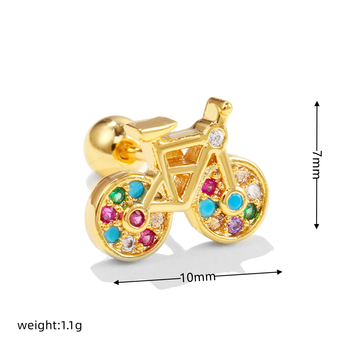 1 Piece Lady Geometric Inlay Brass Zircon Ear Studs