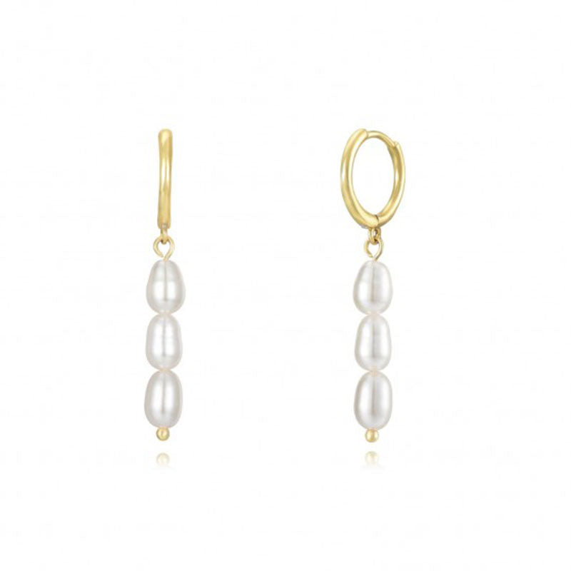 1 Pair Elegant Geometric Pearl Sterling Silver Drop Earrings