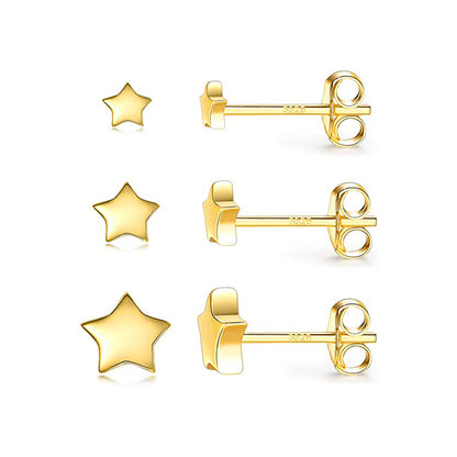 1 Set Simple Style Star Heart Shape Plating Sterling Silver Ear Studs