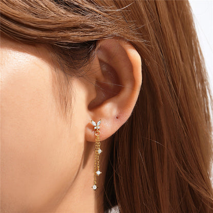 1 Pair Simple Style Geometric Plating Inlay Sterling Silver Zircon Drop Earrings