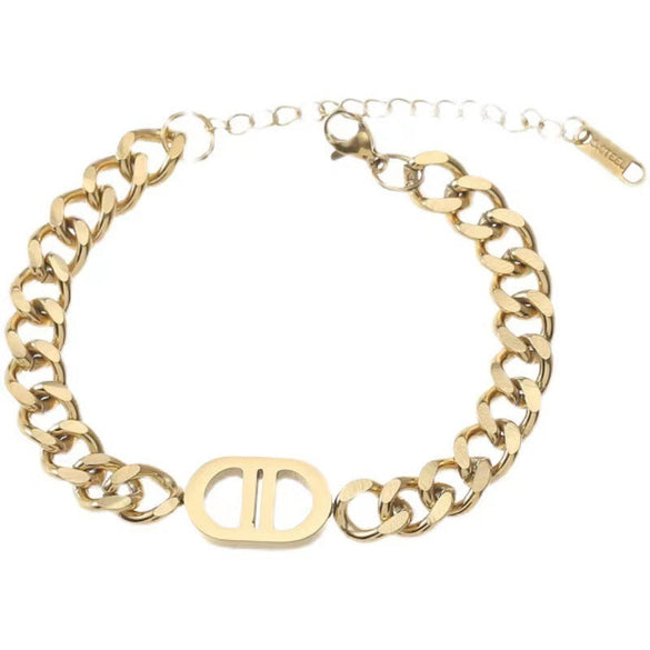 Women Letter Geometric Titanium Steel 18K Gold Plated Bracelets