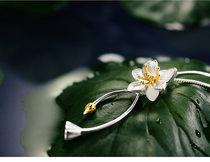 Wholesale Elegant Sweet Flower Sterling Silver Plating Pendant Necklace