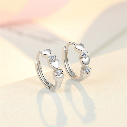 1 Pair Fashion Heart Shape Polishing Plating Inlay Copper Zircon White Gold Plated Earrings