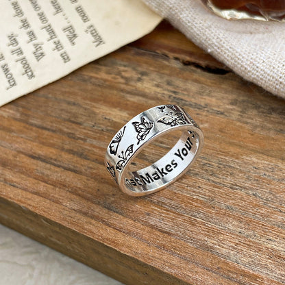 Vintage Engraving Dating Couple Ladies Magic Butterfly Ring