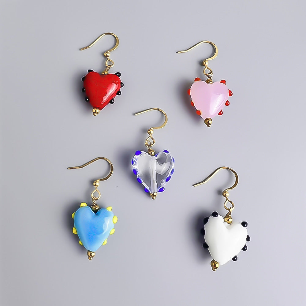 1 Pair Sweet Heart Shape Plating Stainless Steel Drop Earrings