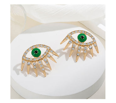 1 Pair Retro Devil's Eye Enamel Plating Inlay Alloy Rhinestones Gold Plated Ear Studs