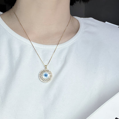 Casual Streetwear Devil's Eye Heart Shape Copper Zircon Pendant Necklace In Bulk